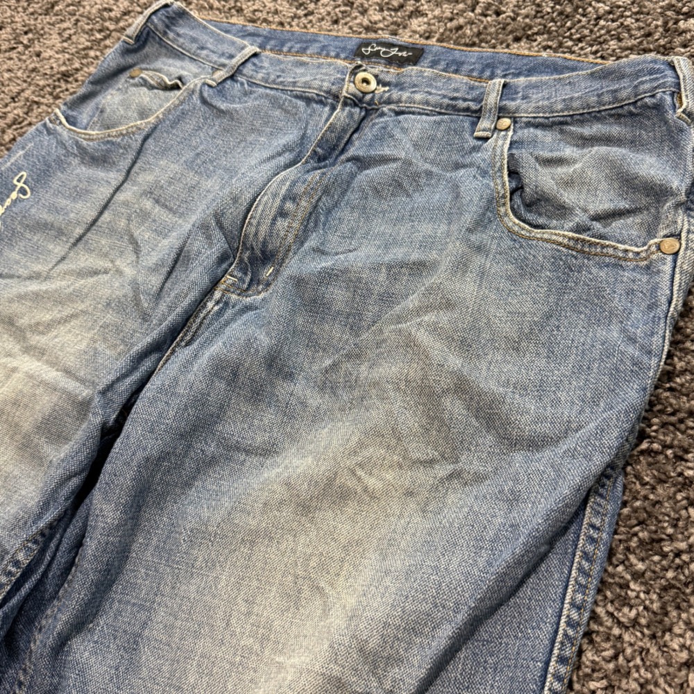 Vintage Sean John Denim Carpenter Shorts Mens Blue Good Baggy Y2K 38